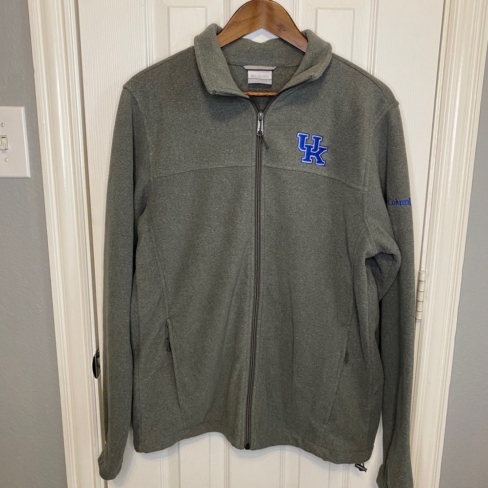 Columbia Fleece Jacket Mens Medium Kentucky Wildcats Gray Full Zip UK Logo